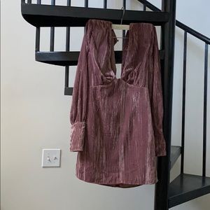 NBD long sleeve velvet mini dress